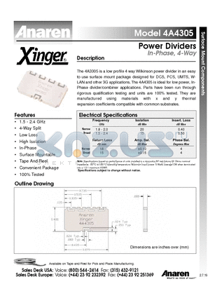 4A4305 datasheet - Power Dividers