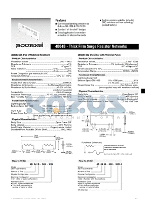 4B04B-50X-XXX datasheet - Thick Film Surge Resistor Networks