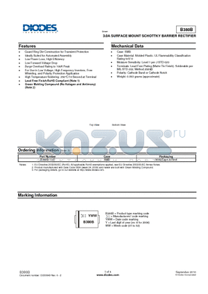 B380B-13-F datasheet - 3.0A SURFACE MOUNT SCHOTTKY BARRIER RECTIFIER