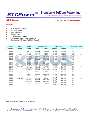 4BE datasheet - 10W DC-DC Converters