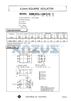 ESMI-3FCL1.950 datasheet - 3.2mm SQUARE ISOLATOR