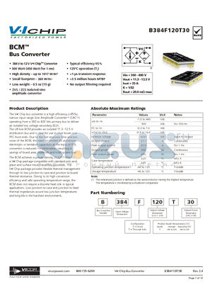 B384F120T30_10 datasheet - Bus Converter