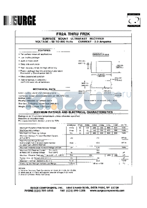 FR2A datasheet - SURFACE MOUNT ULTRAFAST RECTIFIER VOLTAGE - 50 TO 800 Volts CURRENT - 2.0 Amperes