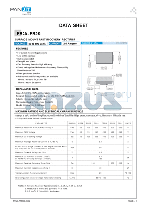 FR2A datasheet - SURFACE MOUNT FAST RECOVERY RECTIFIER