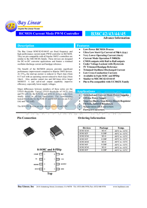 B38C42M datasheet - BiCMOS Current Mode PWM Controller