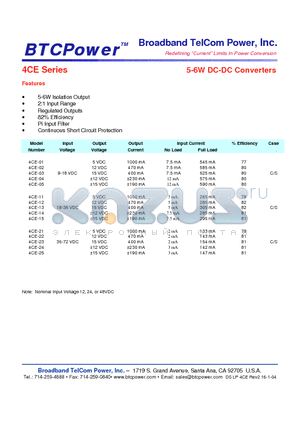 4CE-01 datasheet - 5-6W DC-DC Converters