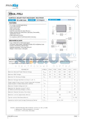 FR2J datasheet - SURFACE MOUNT FAST RECOVERY RECTIFIER