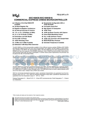 83C196KB datasheet - COMMERCIAL/EXPRESS CHMOS MICROCONTROLLER