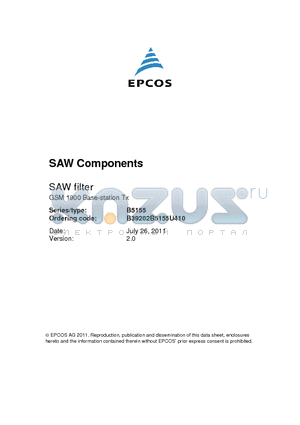 B39202B5155U410 datasheet - SAW Components