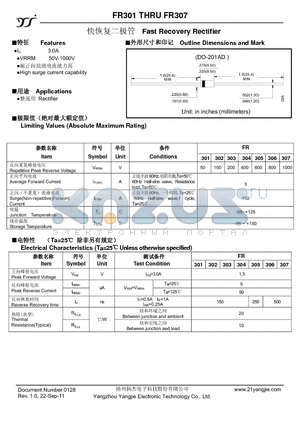 FR301_11 datasheet - Fast Recovery Rectifier