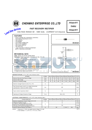 FR302PT datasheet - FAST RECOVERY RECTIFIER