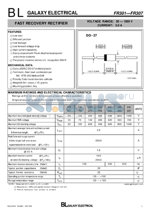 FR303 datasheet - FAST RECOVERY RECTIFIER