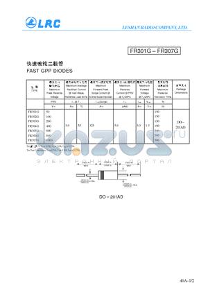 FR303G datasheet - FAST GPP DIODES