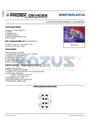 ESOT24LCC-2 datasheet - LOW CAPACITANCE TVS ARRAY
