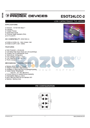 ESOT24LCC-2 datasheet - LOW CAPACITANCE TVS ARRAY