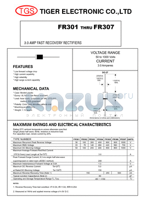 FR304 datasheet - 3.0 AMP FAST RECOVERY RECTIFIERS