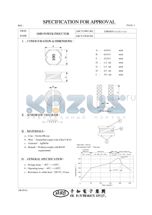 ESR0403100ML datasheet - SMD POWER INDUCTOR