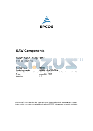 B39901-B8763-P810 datasheet - SAW band-stop filter DVB-H, ISDB-TB