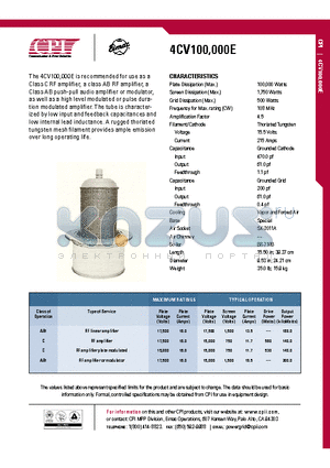 4CV100-000E datasheet - RF linear amplifier