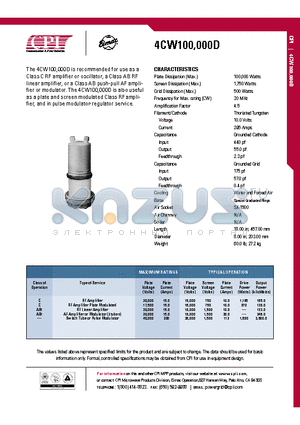 4CW100-000D datasheet - RF Amplifier
