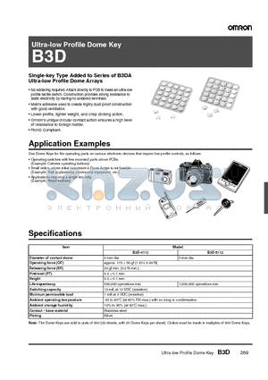 B3D-4112 datasheet - Ultra-low Profile Dome Key