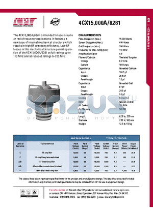 4CX15-000A datasheet - RF amplifier
