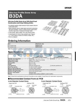 B3DA-0010-A datasheet - Ultra-low Profile Dome Array