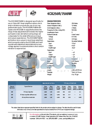 4CX250R datasheet - RF linear Amplifier