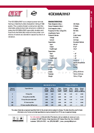 4CX300A datasheet - RF Amplifier