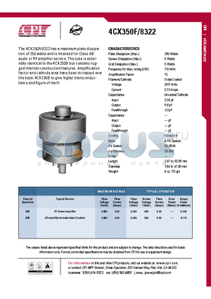 4CX350F datasheet - RF linear amplifier