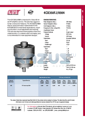 4CX350FJ datasheet - RF linear amplifier