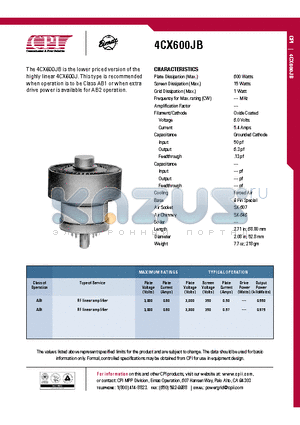 4CX600JB datasheet - RF linear amplifier