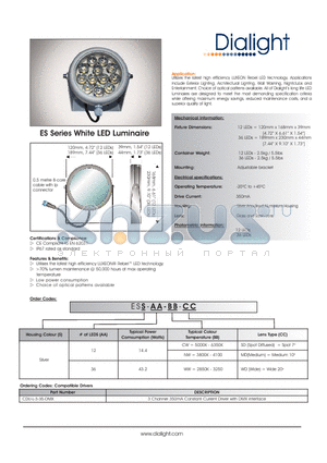 ESS-12-CW-WD datasheet - ES Series White LED Luminaire