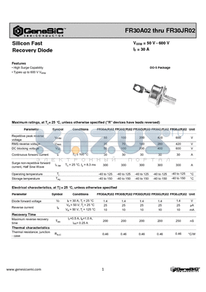 FR30A02 datasheet - Silicon Fast Recovery Diode