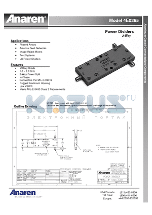 4E0265 datasheet - Power Dividers