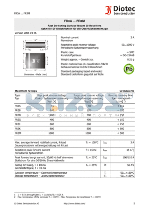 FR3A datasheet - Fast Switching Surface Mount Si-Rectifiers