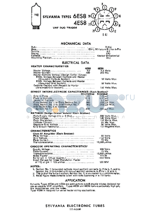 4ES8 datasheet - VHF duo triode