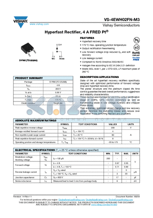 4EWH02FN-M3 datasheet - Hyperfast Rectifier, 4 A FRED Pt^