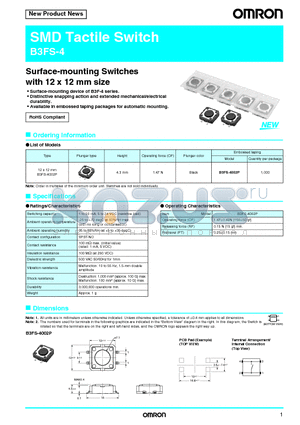 B3FS-4002P datasheet - SMD Tactile Switch