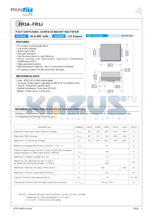 FR3A_09 datasheet - FAST SWITCHING SURFACE MOUNT RECTIFIER