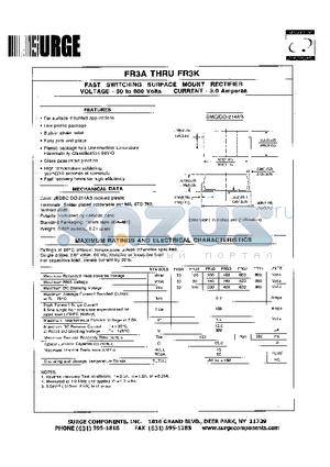 FR3B datasheet - FAST SWITCHING SURFACE MOUNT RECTIFIER VOLTAGE - 50 to 800 Volts CURRENT -3.0 Amperes