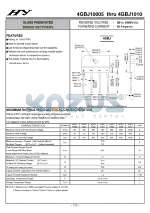 4GBJ1001 datasheet - GLASS PASSIVATED BRIDGE RECTIFIERS