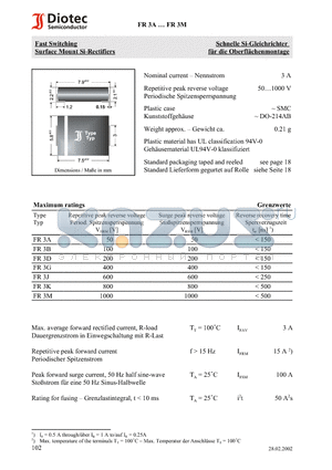 FR3D datasheet - Fast Switching Surface Mount Si-Rectifiers