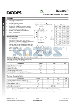 B3L30LP-7 datasheet - 3A SCHOTTKY BARRIER RECTIFIER