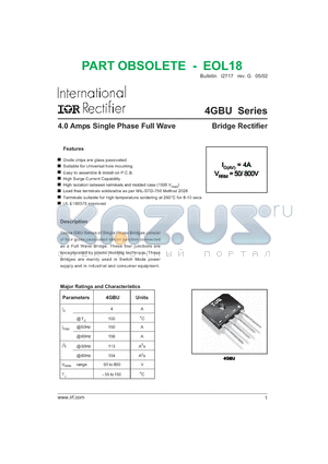 4GBU datasheet - 4.0 Amps Single Phase Full Wave