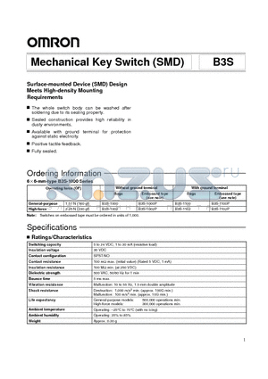 B3S-1100 datasheet - Mechanical Key Switch (SMD)