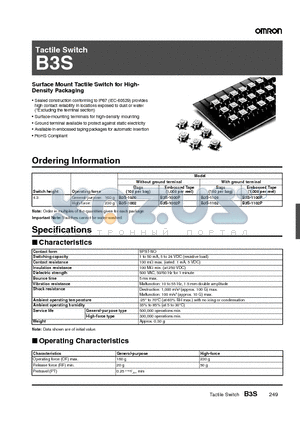 B3S-1000P datasheet - Tactile Switch