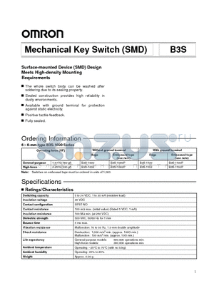 B3S-1002 datasheet - Mechanical Key Switch (SMD)