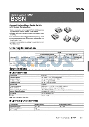 B3SN datasheet - Tactile Switch (SMD)