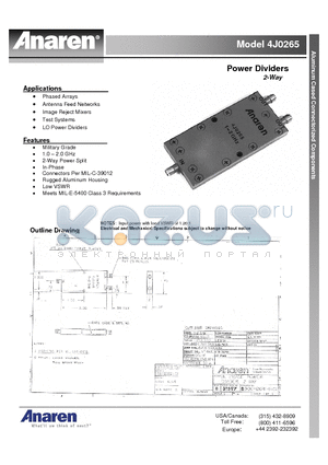 4J0265 datasheet - Power Dividers